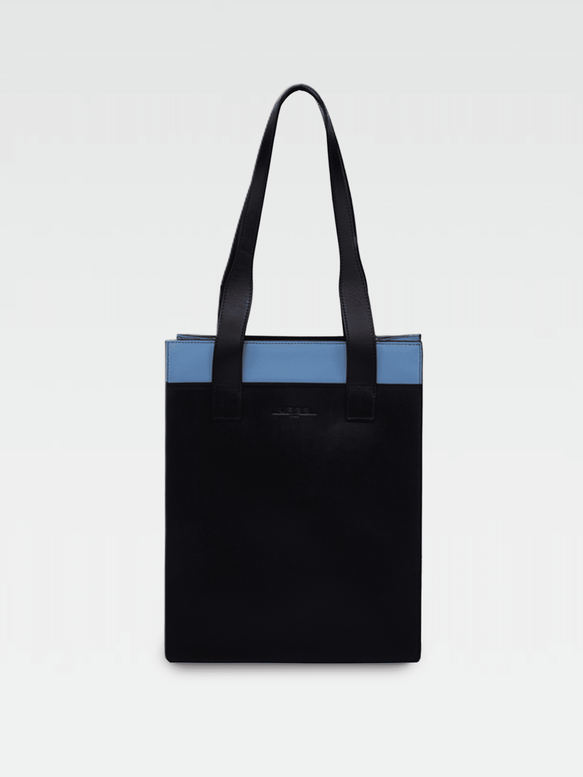 Borsa Colonna Verticale in Pelle Ciano