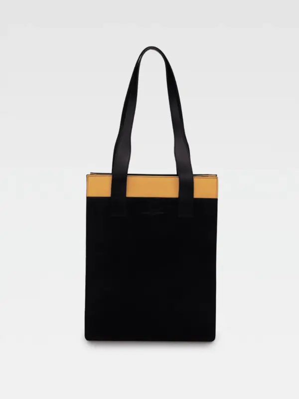 Borsa Colonna Verticale in Pelle Gialla