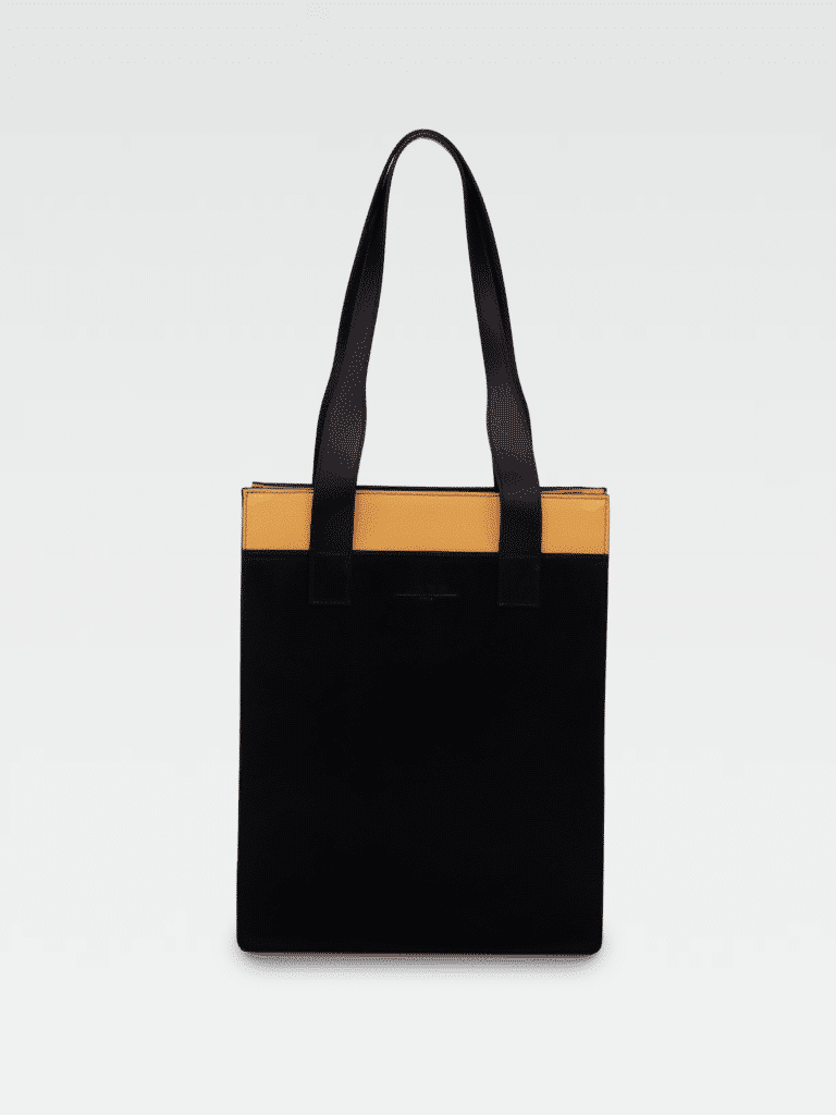 Borsa Colonna Verticale in Pelle Gialla