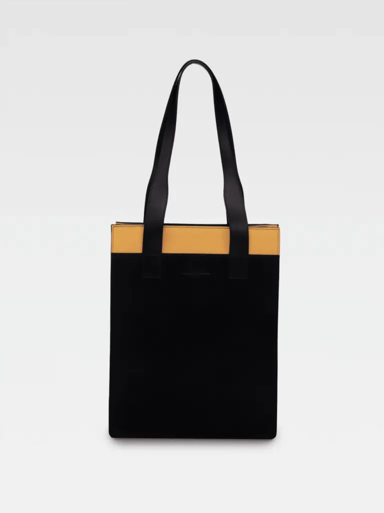 Borsa Colonna Verticale in Pelle Gialla