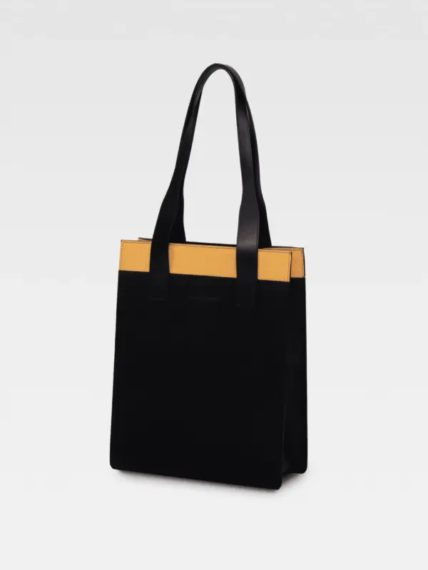 Borsa Colonna Verticale in Pelle Gialla