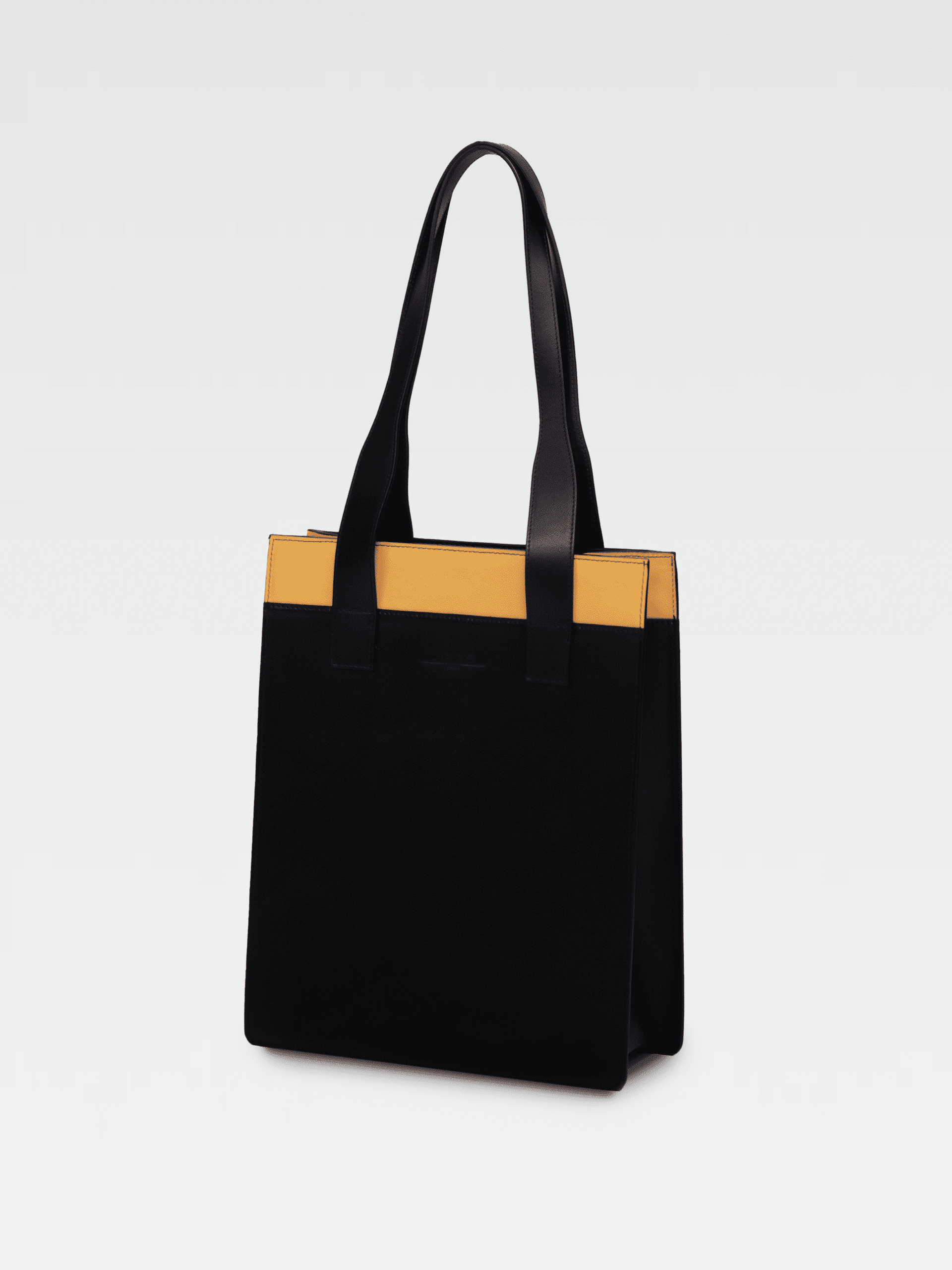 Borsa Colonna Verticale in Pelle Gialla