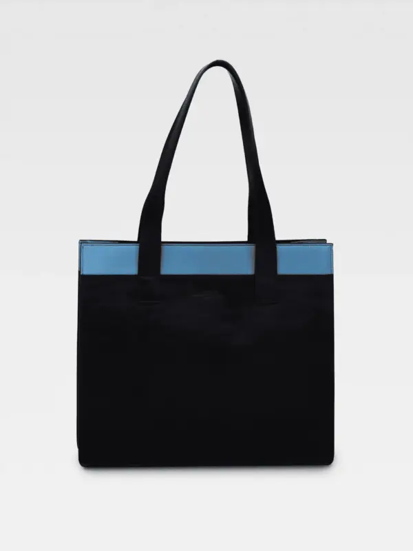 Borsa Colonna Orizzontale in Pelle Ciano