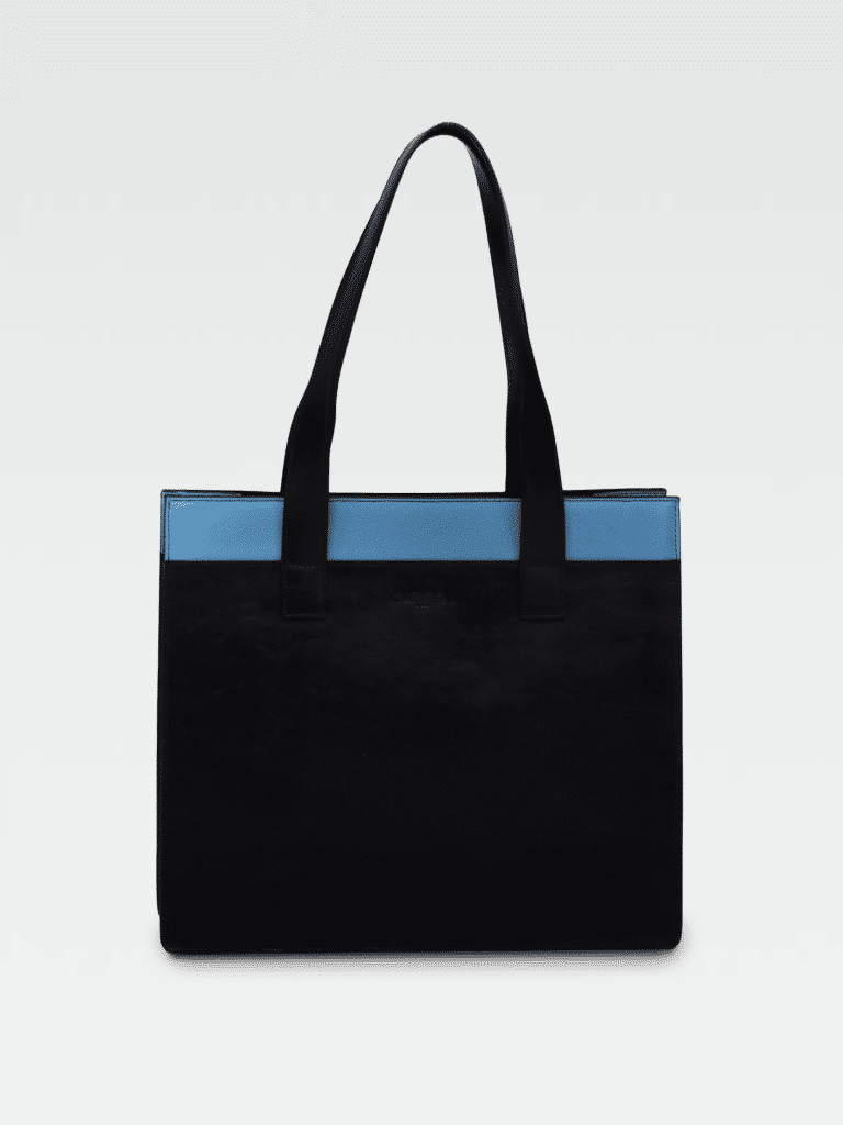 Borsa Colonna Orizzontale in Pelle Ciano