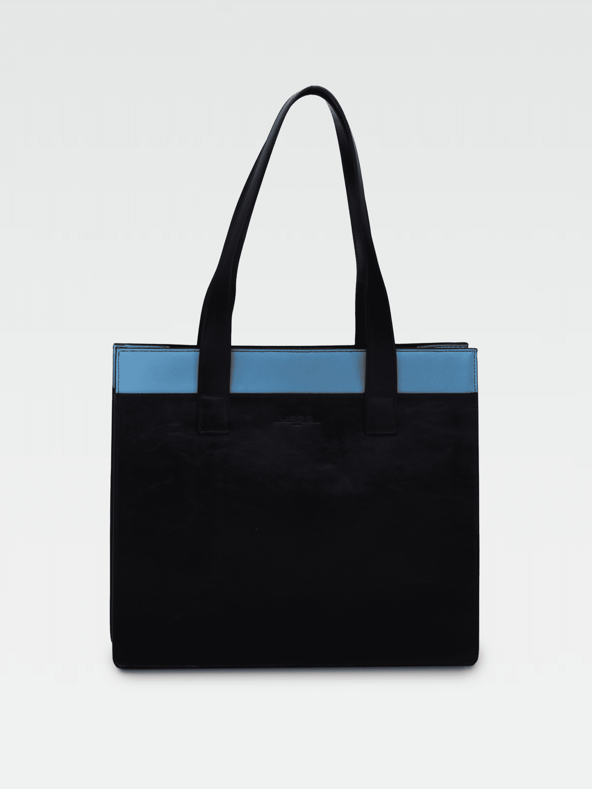 Borsa Colonna Orizzontale in Pelle Ciano