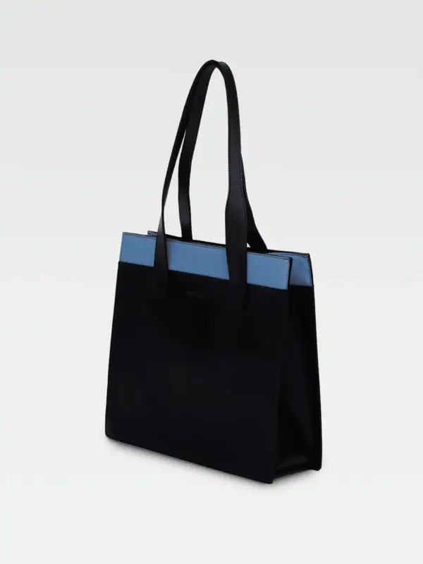 Borsa Colonna Orizzontale in Pelle Ciano