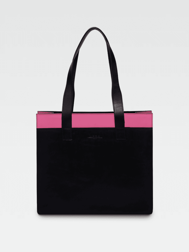 Borsa Colonna Orizzontale in Pelle Fucsia