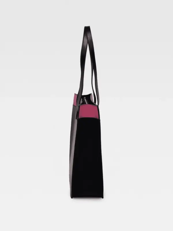 Borsa Colonna Orizzontale in Pelle Fucsia