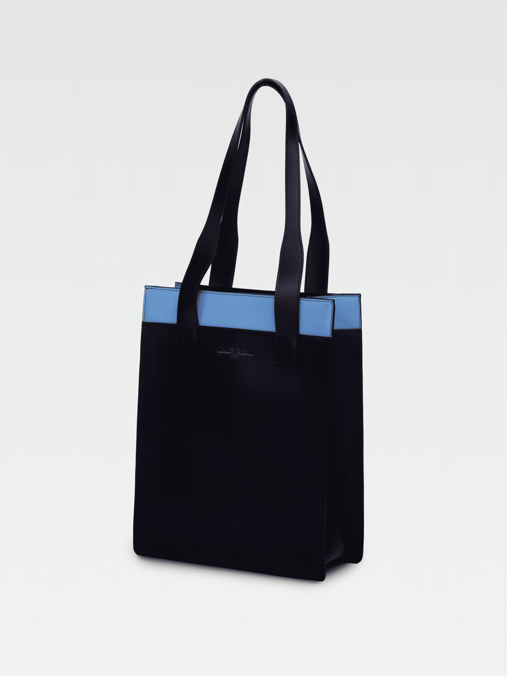 Borsa Colonna Verticale in Pelle Ciano