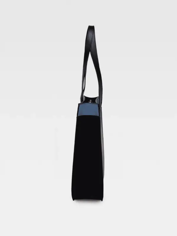 Borsa Colonna Verticale in Pelle Ciano