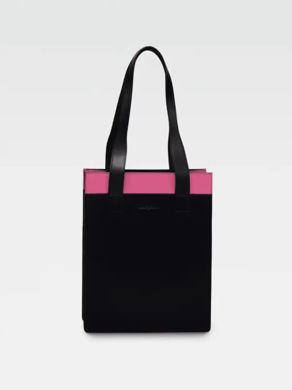 Borsa Colonna Verticale in Vera Pelle Fucsia