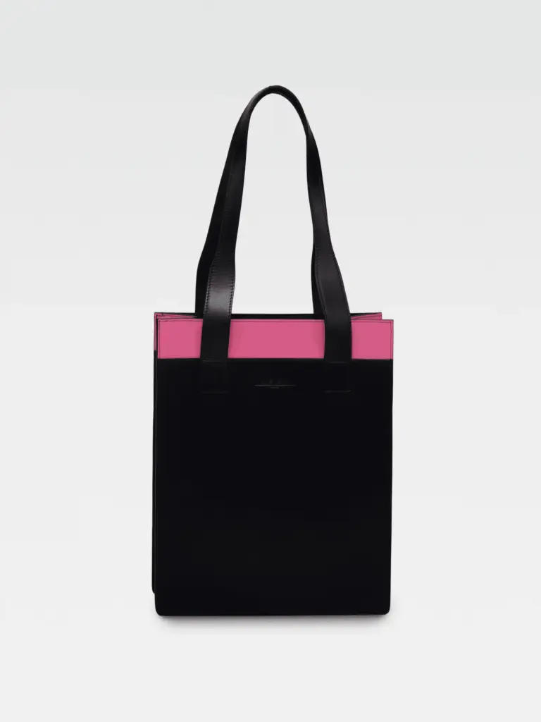 Borsa Colonna Verticale in Vera Pelle Fucsia