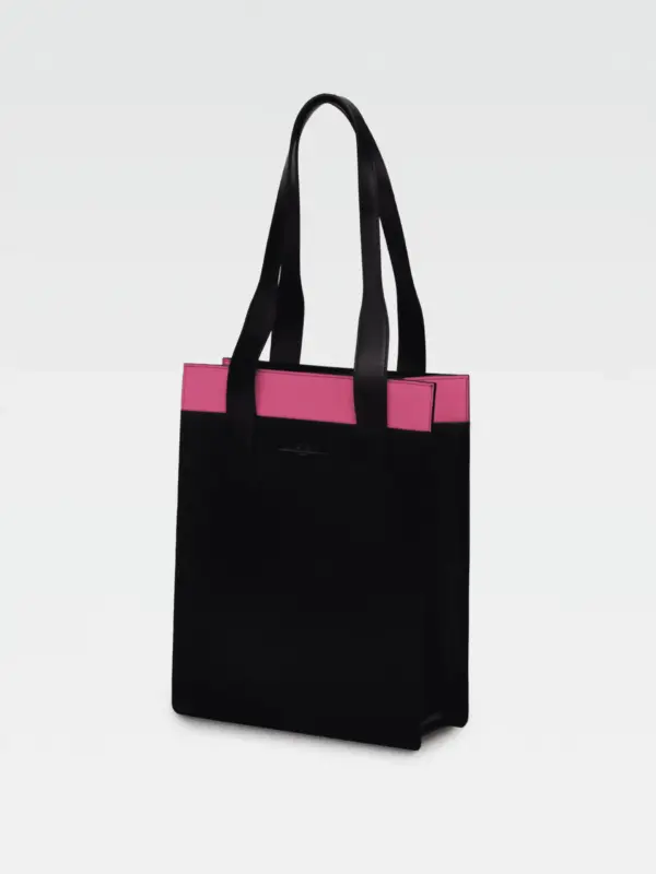 Borsa Colonna Verticale in Vera Pelle Fucsia