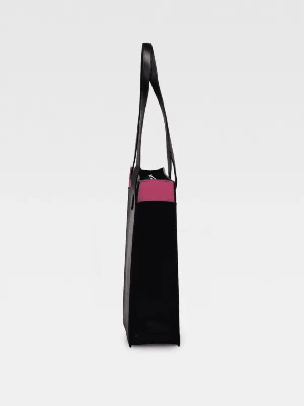 Borsa Colonna Verticale in Vera Pelle Fucsia