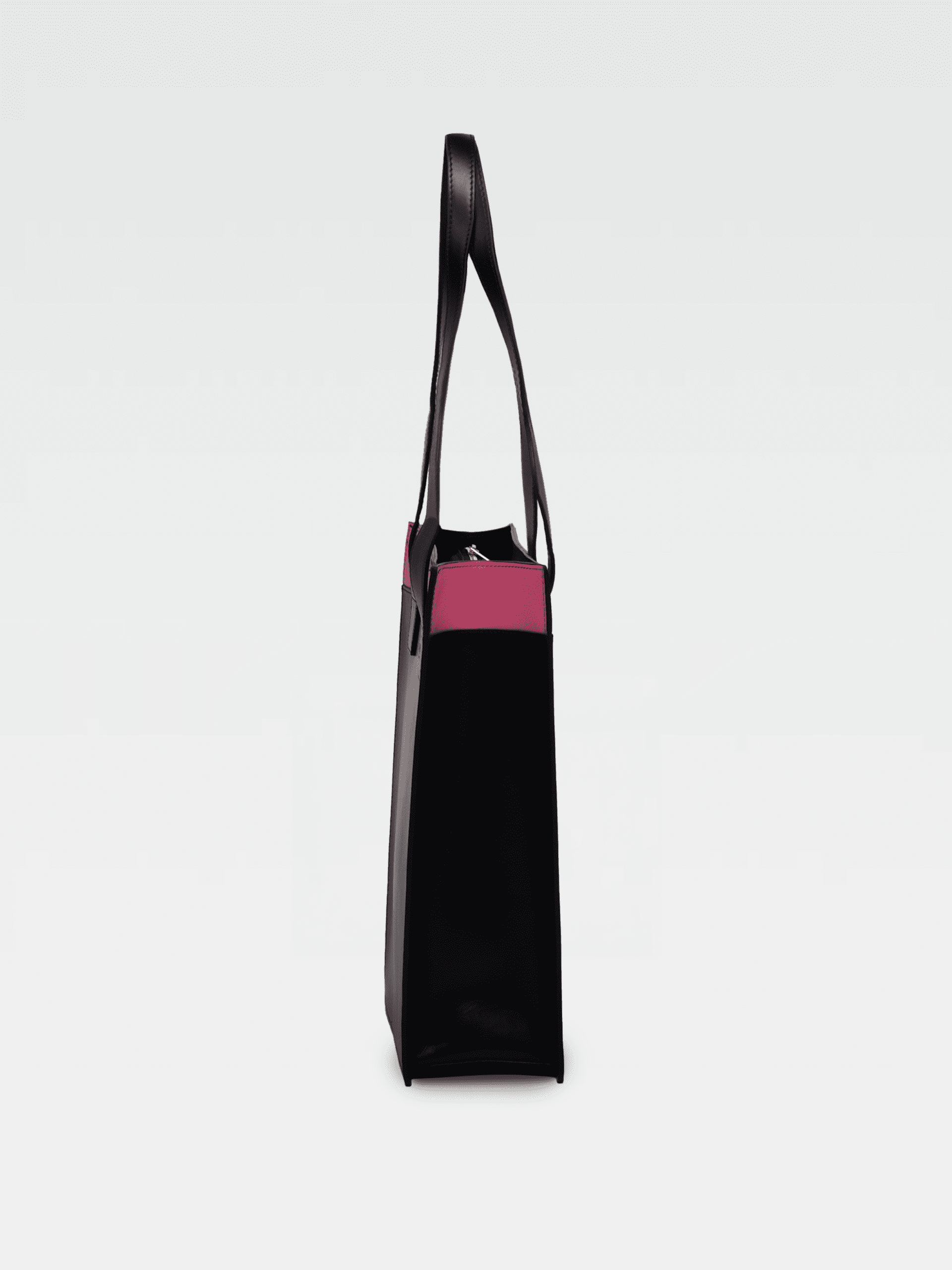 Borsa Colonna Verticale in Vera Pelle Fucsia