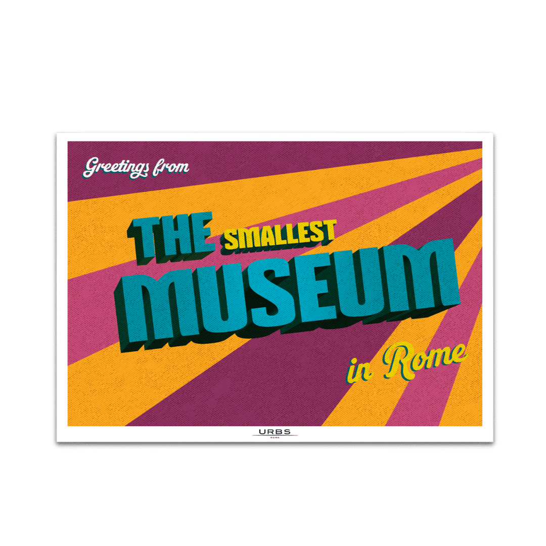 Illustrazione grafica dell'insegna "The Smallest Museum" all'ingresso del concept store URBS a Roma