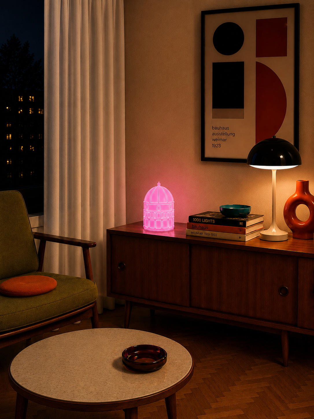 Cupola Medium Fluo Rosa